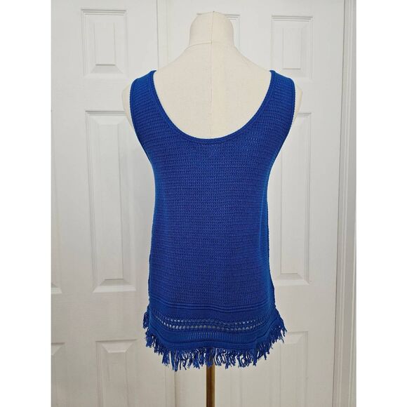 Lilly Pulitzer Womens Lapis Blue Luca Fringe Hem Crochet Tank Top Size XS - Picture 2 of 5